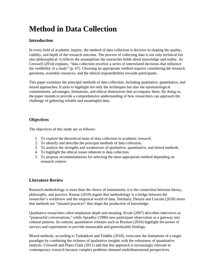 Data Collection Methods in Research | PDF | Methodology | Qualitative ...