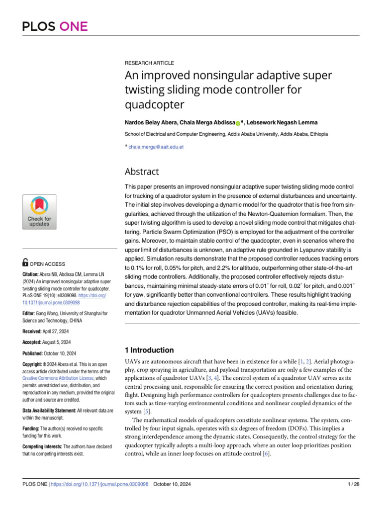 Enhanced Sliding Mode Control for Quadcopter | PDF | Rotation ...