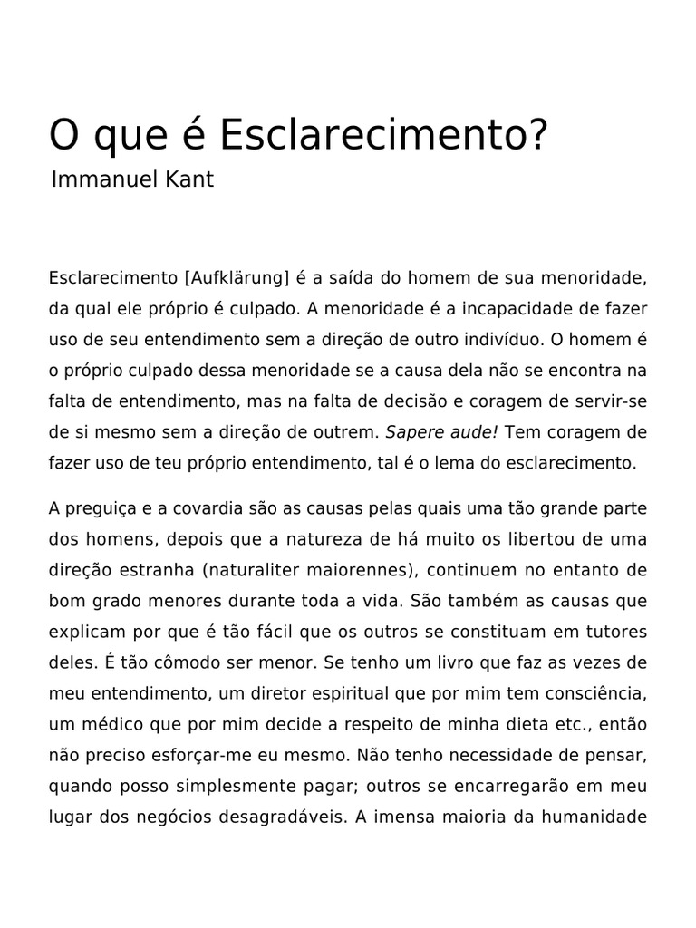 O Que e Esclarecimento | PDF | Liberdade | Estado
