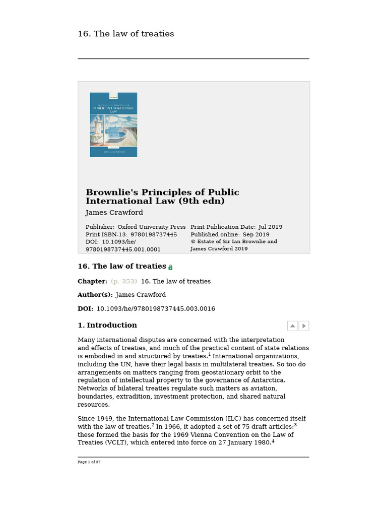 Law of Treaties - Brownlie - S Principles of International Law | PDF ...