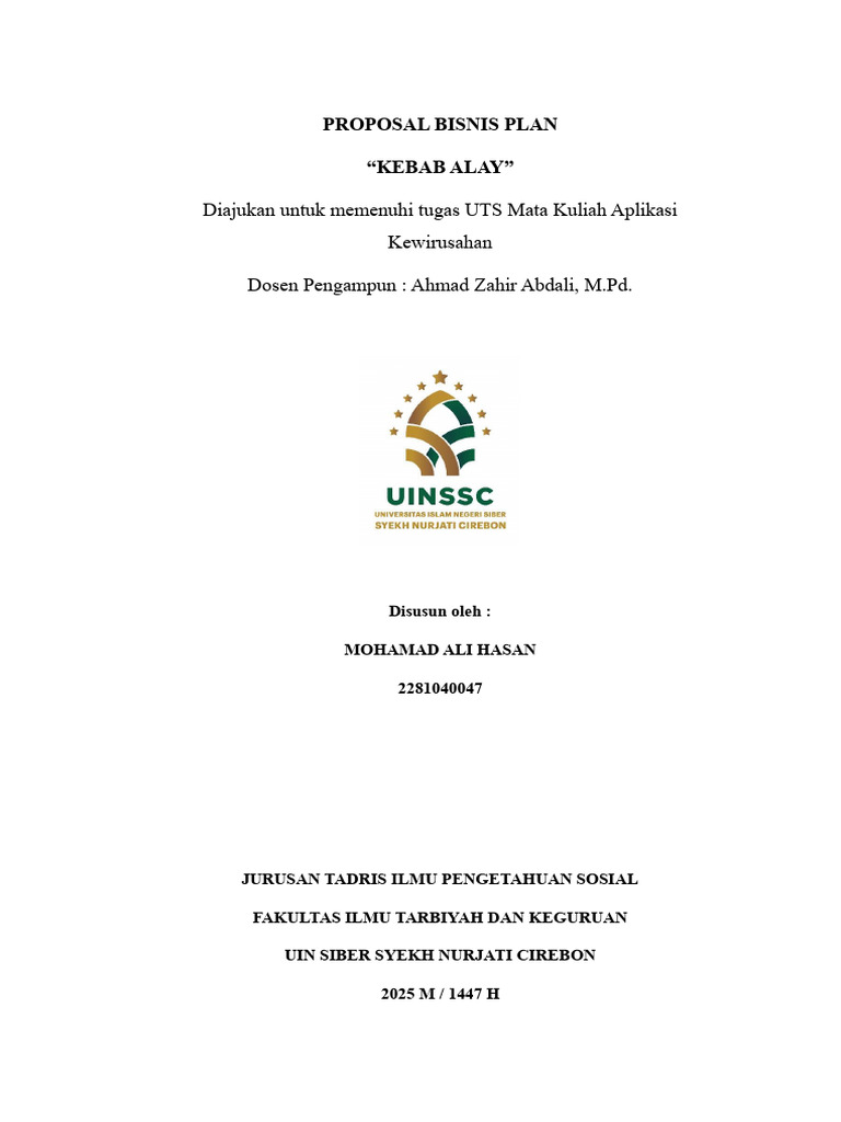Proposal Bisnis Kebab Alay Kreatif | PDF