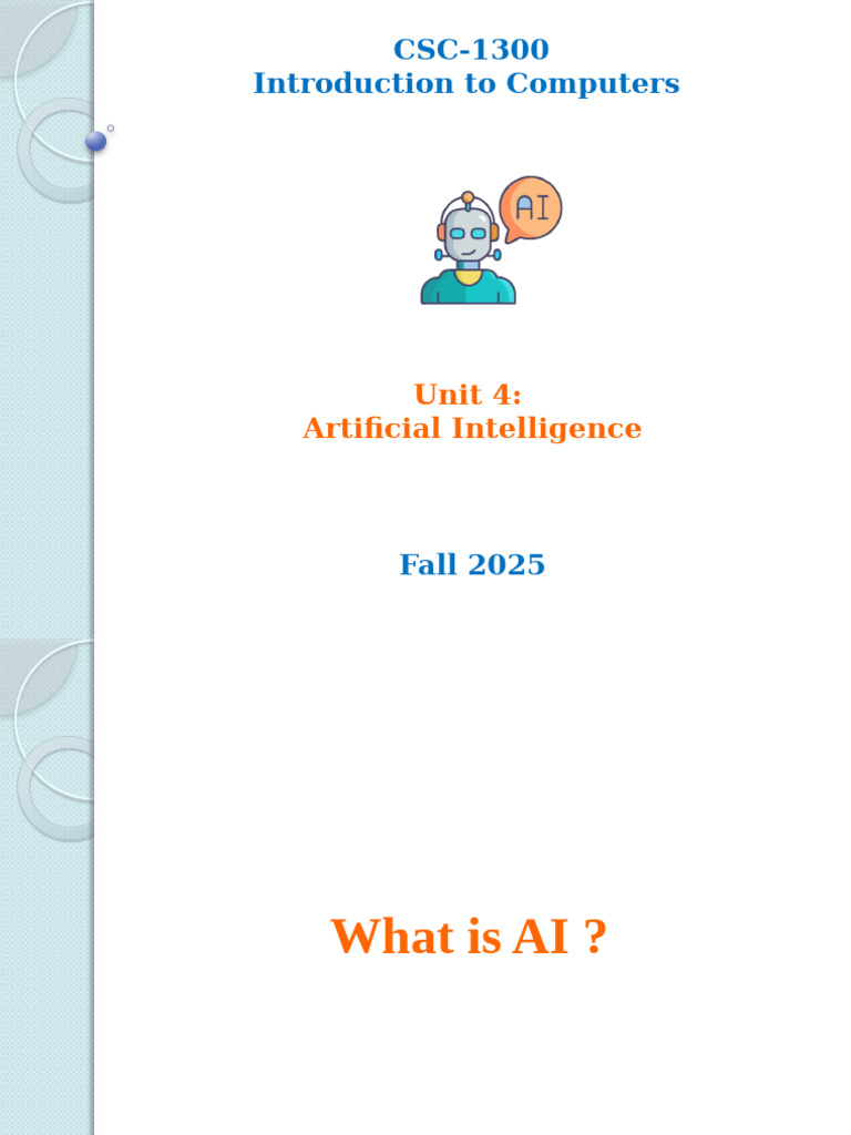 What Is AI For CSC1300 | PDF | Artificial Intelligence | Intelligence ...
