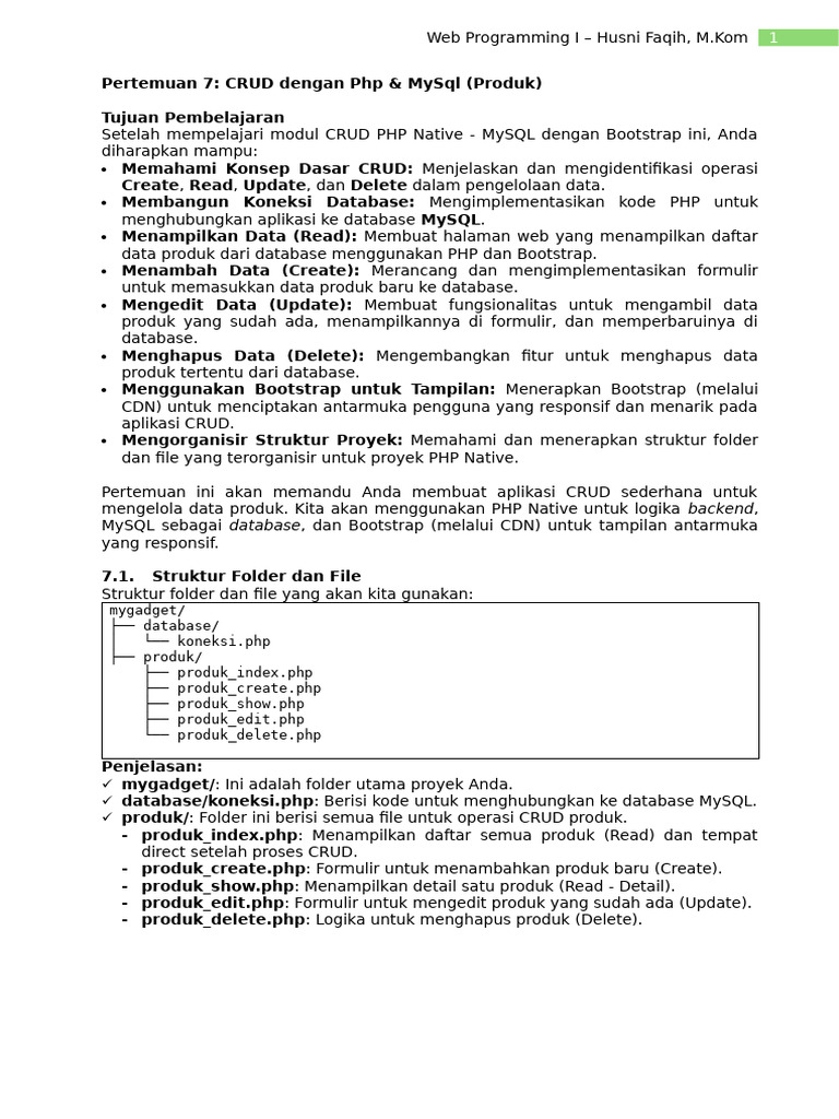 CRUD PHP MySQL untuk Manajemen Produk | PDF