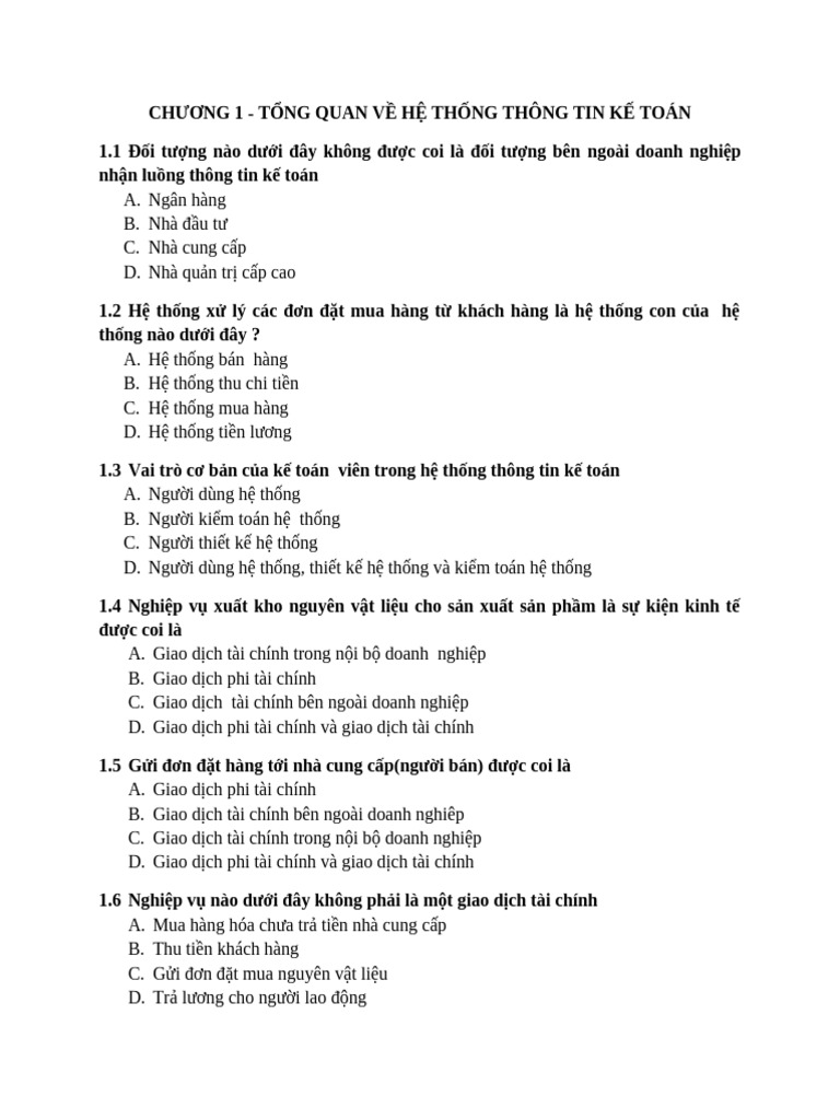 BT Tổng Hợp Dạng Trắc Nghiệm GỬI SV - Bản Chữa | PDF