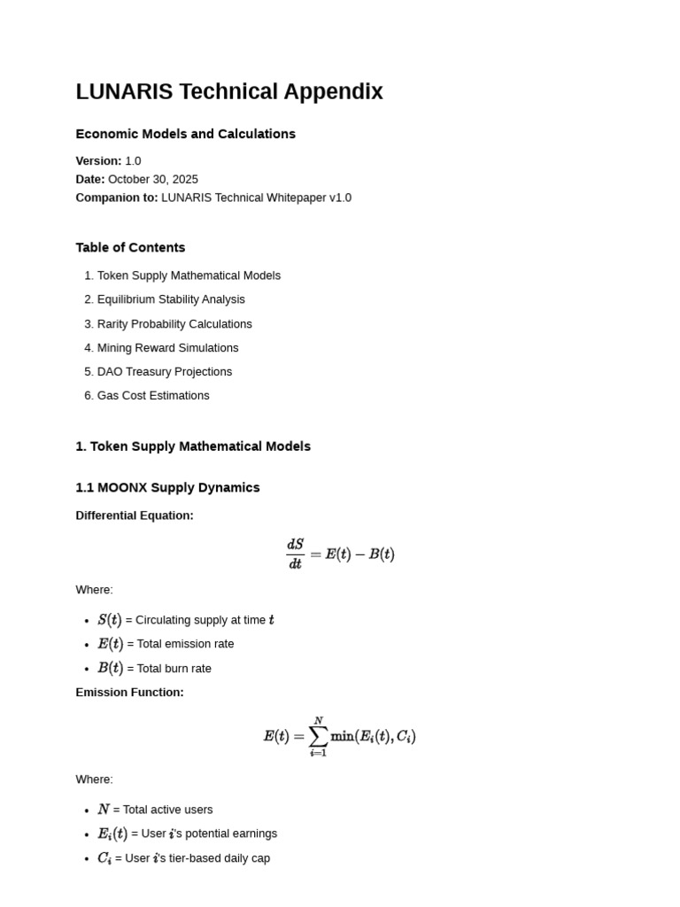 LUNARIS Technical Appendix | PDF | Inflation | Applied Mathematics