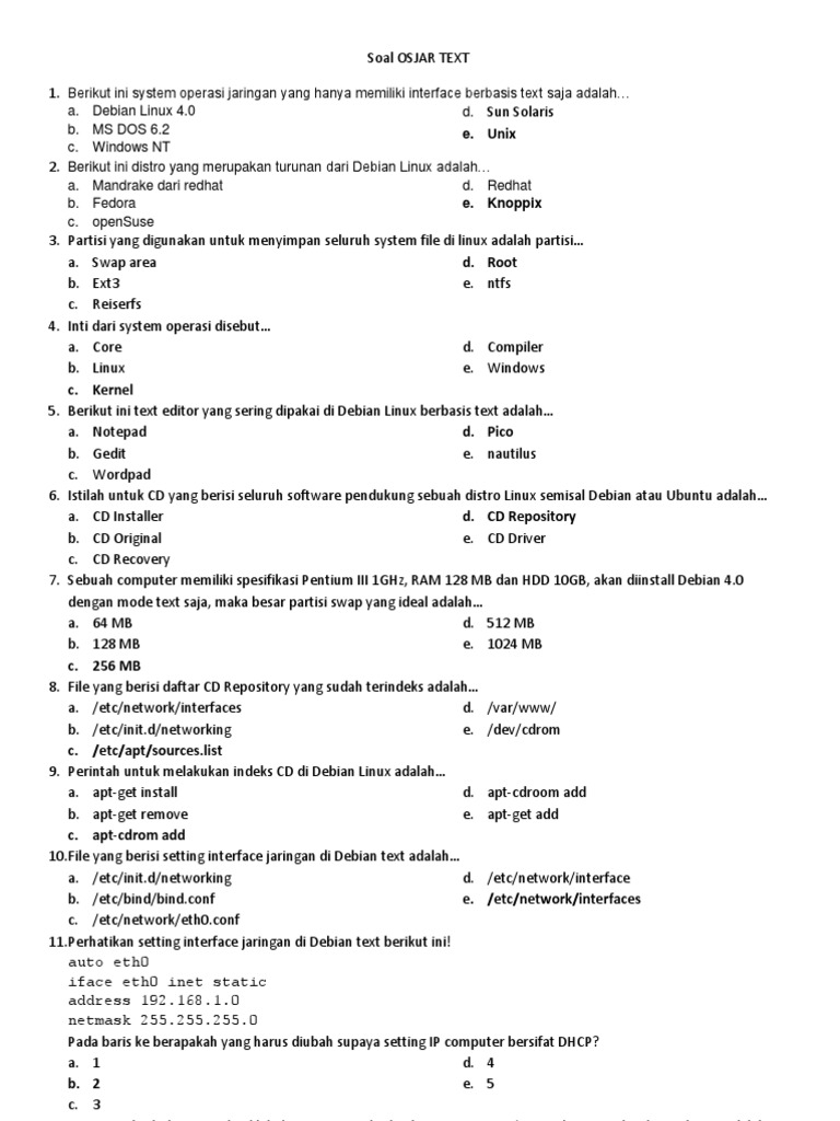Latihan Soal2 Linux Debian