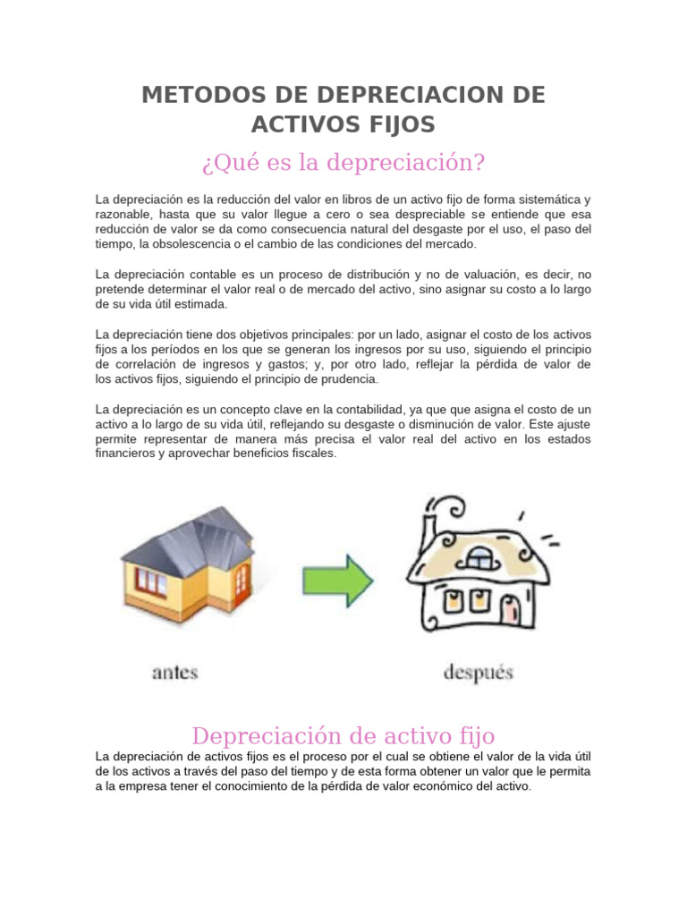 Métodos de Depreciación de Activos Fijos | PDF | Activo fijo | Depreciación