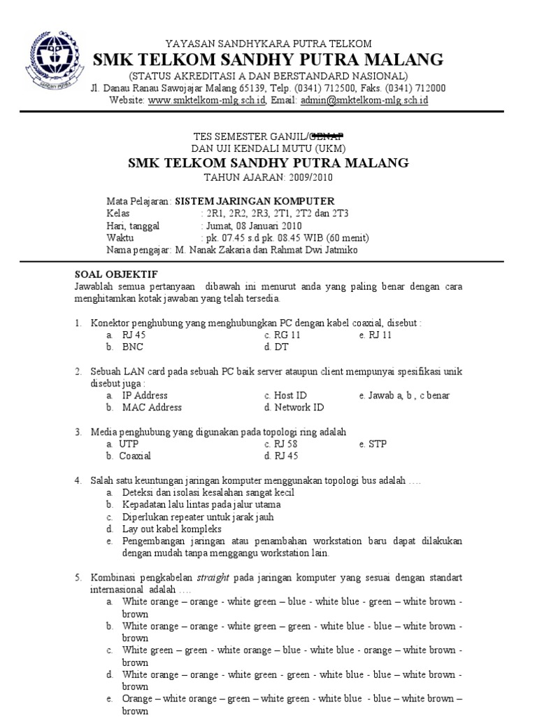 Smk Telkom Uas Ganjil0910 Pdf