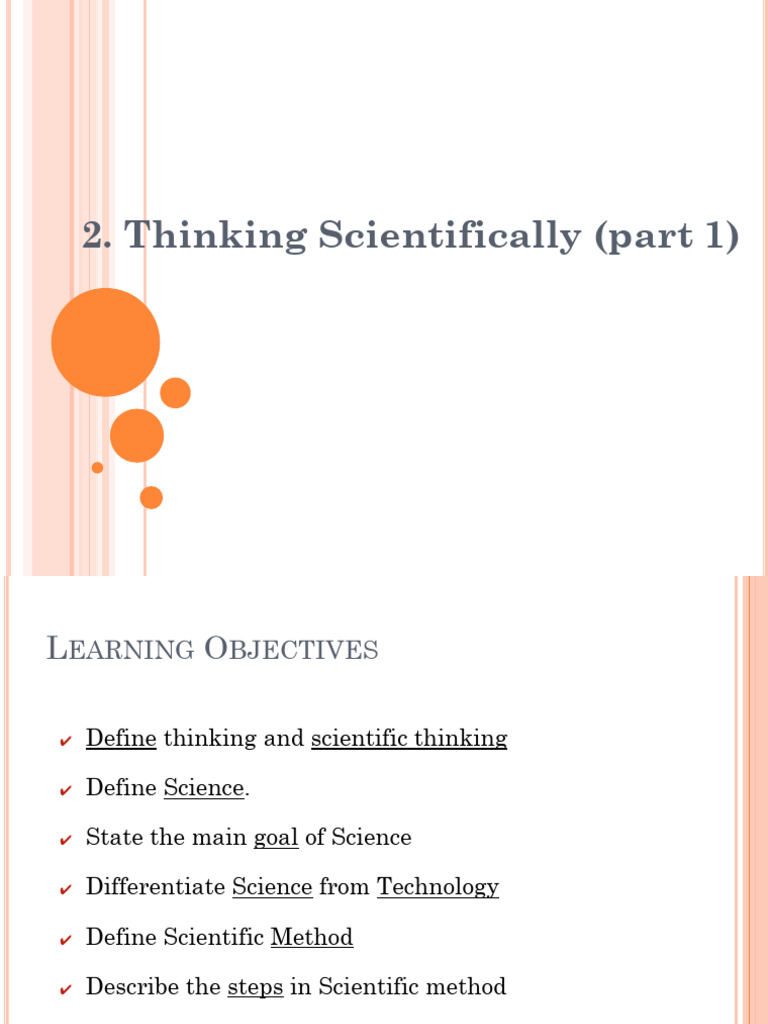Thinking Scientifically (Part 1) | PDF | Thought | Scientific Method