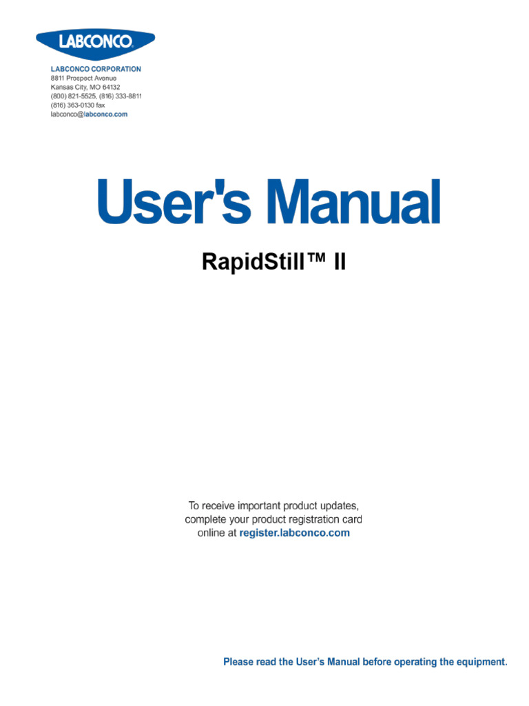 Labconco RapidStill II User Manual | PDF | Boiler | Water