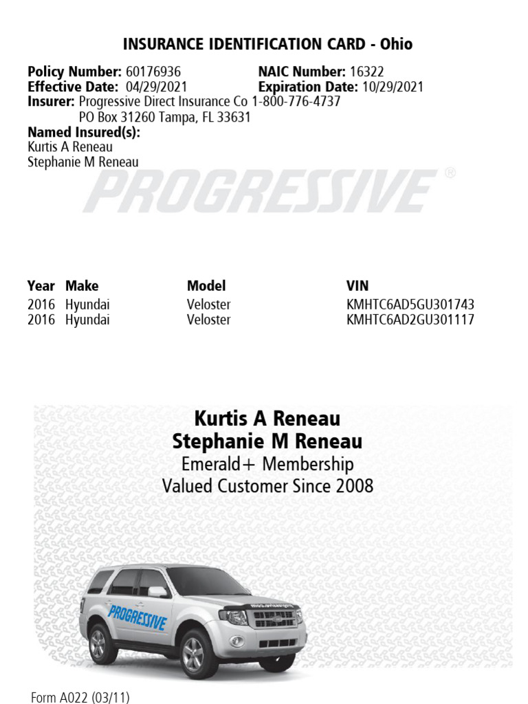Ohio Insurance ID Card for Vehicles | PDF