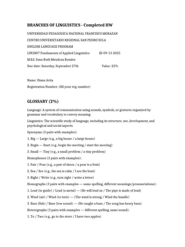 Overview of Linguistics Branches | PDF | Linguistics | Vowel