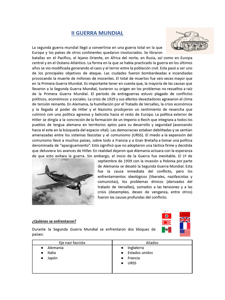 Causas y Consecuencias de la II Guerra Mundial | PDF | Segunda Guerra ...