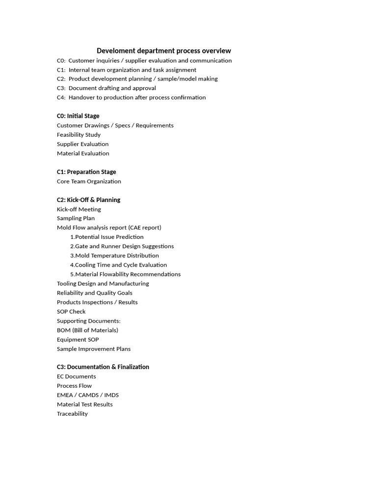 Develoment Department Process Overview | PDF