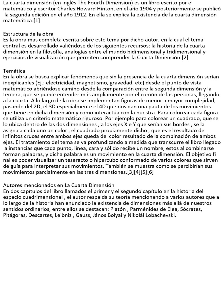 La Cuarta Dimensión de Hinton | PDF | Dimensión | Geometría