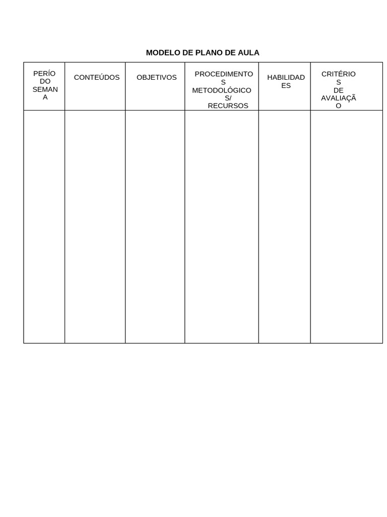 Modelo de Plano de Aula Simplificado | PDF