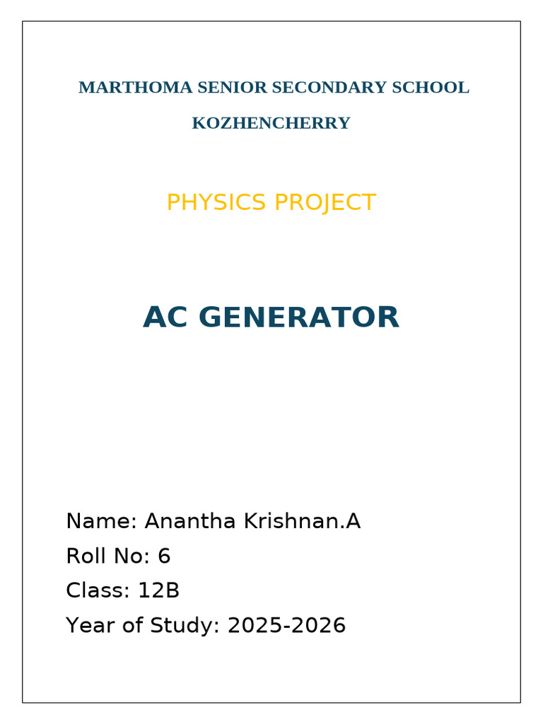 AC Generator Project Overview | PDF