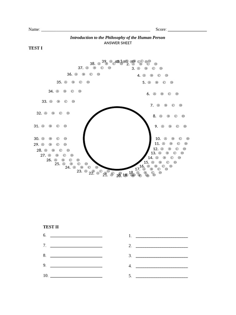 Circular Answer Sheet | PDF