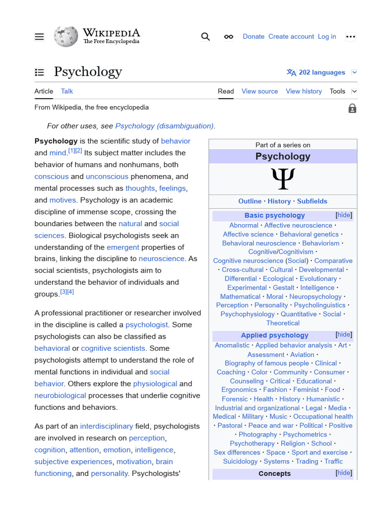 En Wikipedia Org Wiki Psychology PDF Psychology Behaviorism