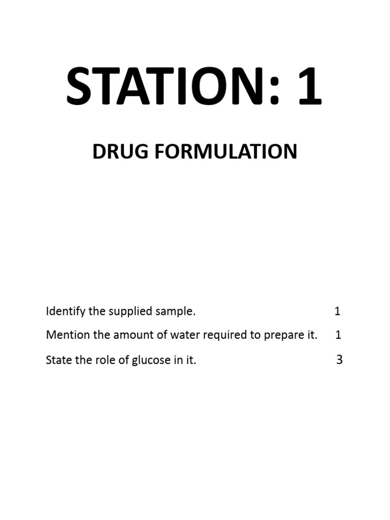 Station: 1: Drug Formulation | PDF
