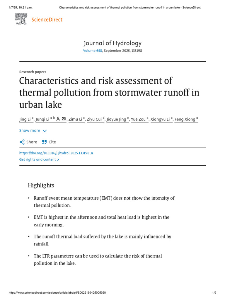 Thermal Pollution from Urban Runoff Analysis | PDF | Surface Runoff ...
