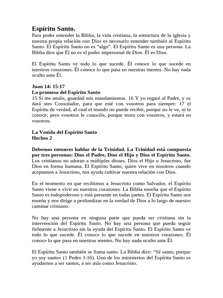 Entendiendo al Espíritu Santo en la Fe | PDF | espíritu Santo | Dios