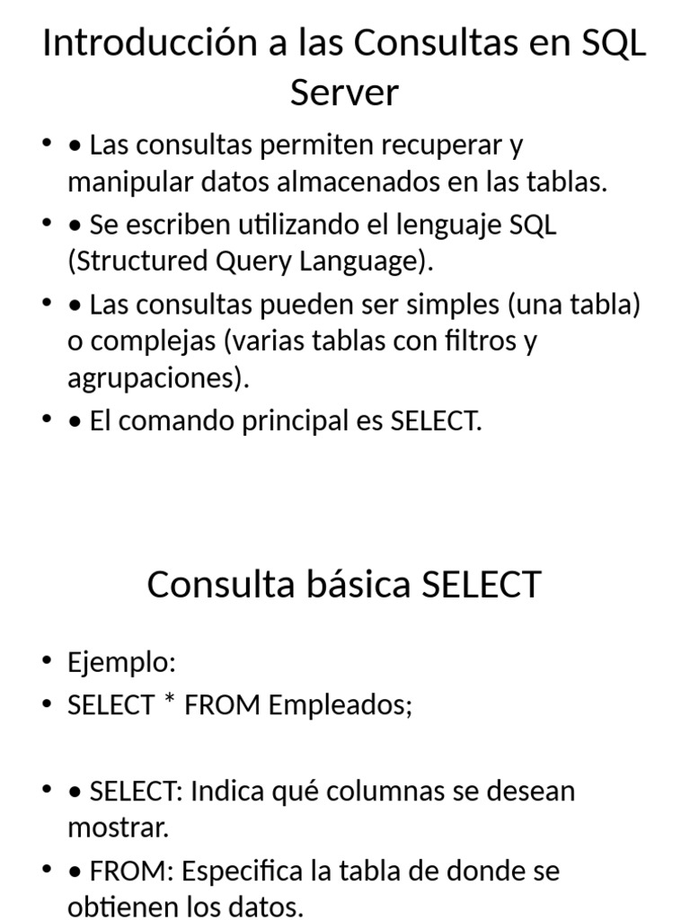 Consultas Básicas en SQL Server | PDF