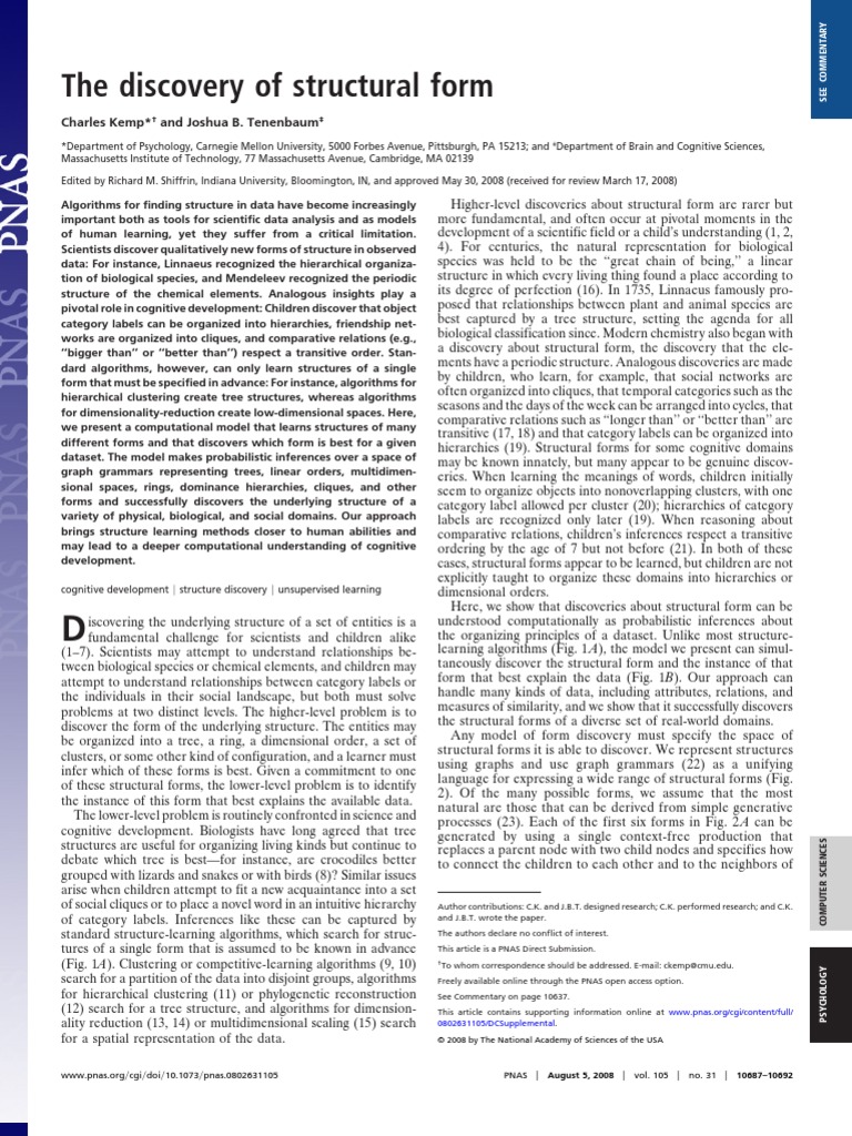 Kemp Tenenbaum 2008 Structural Form | PDF | Cluster Analysis | Hierarchy