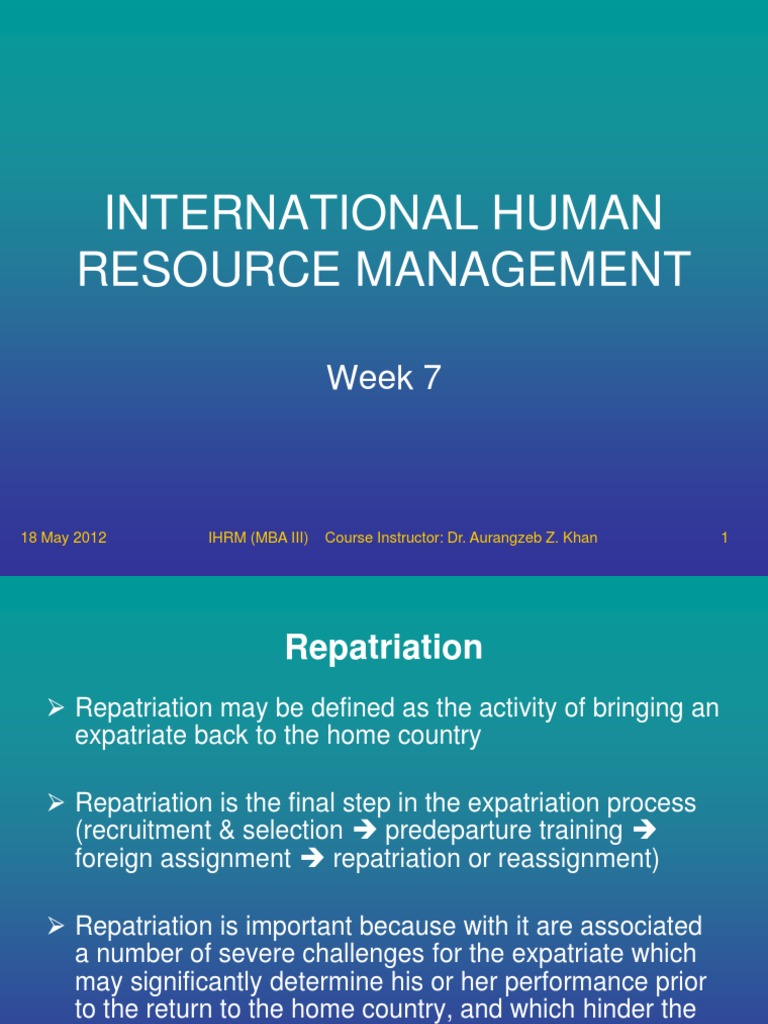 Repatriation Challenges in IHRM | PDF | Anxiety | Master Of Business ...