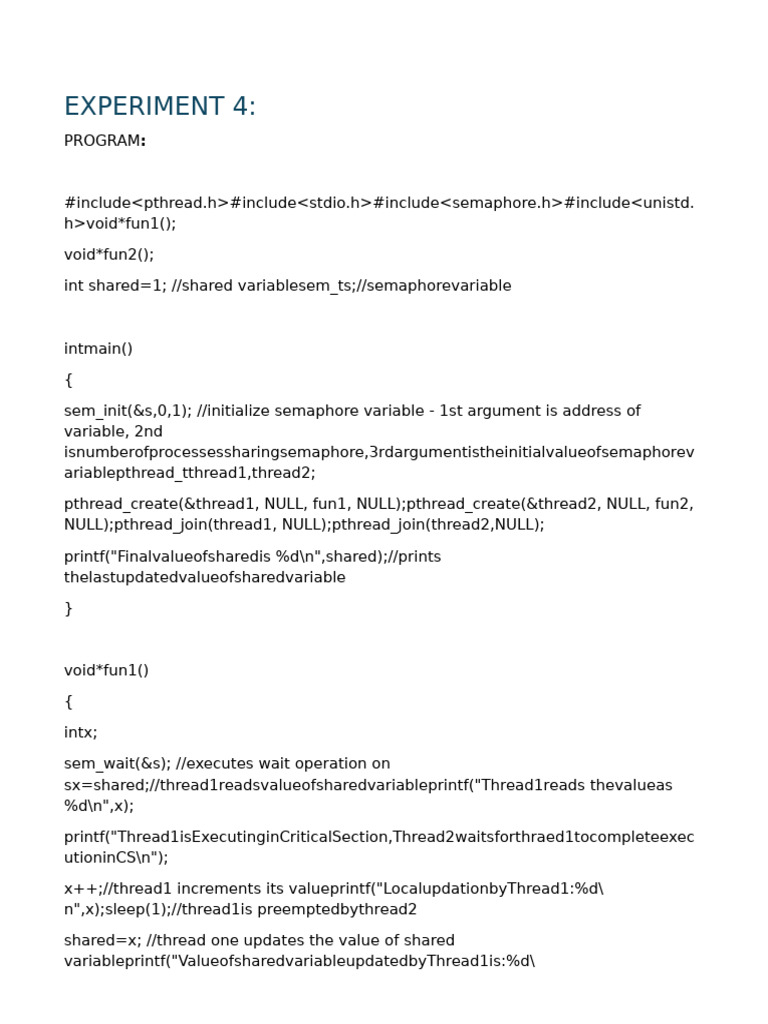 Thread Synchronization with Semaphores | PDF