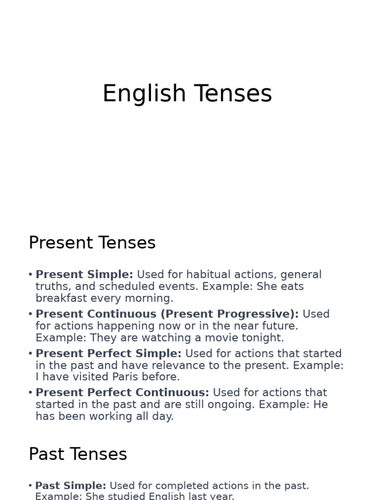 English Tenses | PDF | Language Mechanics | Syntax