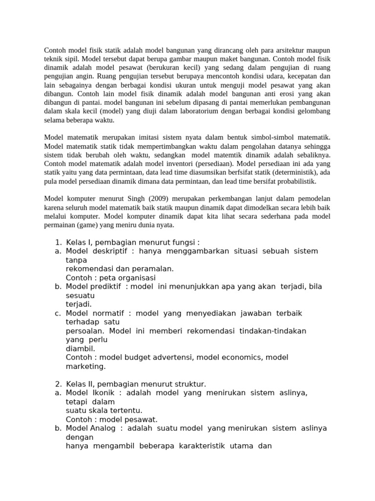 Contoh Model Dan Simulasi | PDF