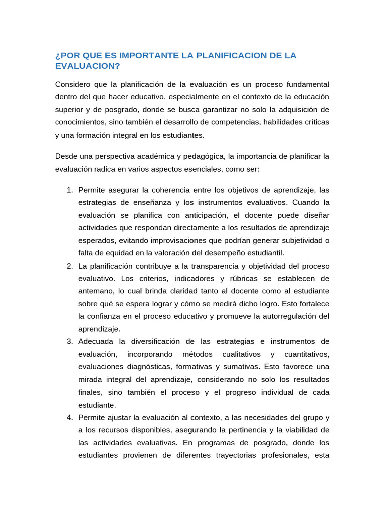 Foro 4 Por Que Es Importante La Planificacion de La Evaluacion | PDF ...
