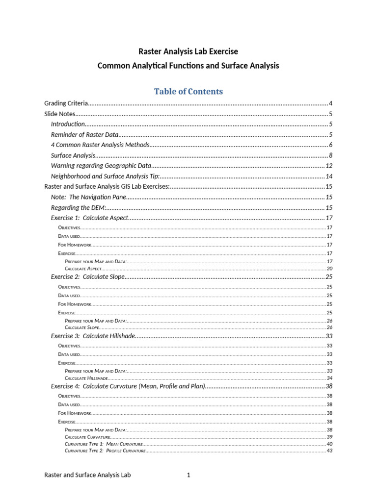 Raster and Surface Lab | PDF | Curvature | Sun