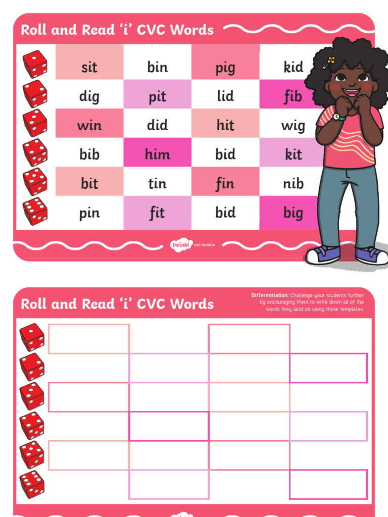 Roi Eng 1642962450 Roll and Read I CVC Words Mat Ver 1 | PDF