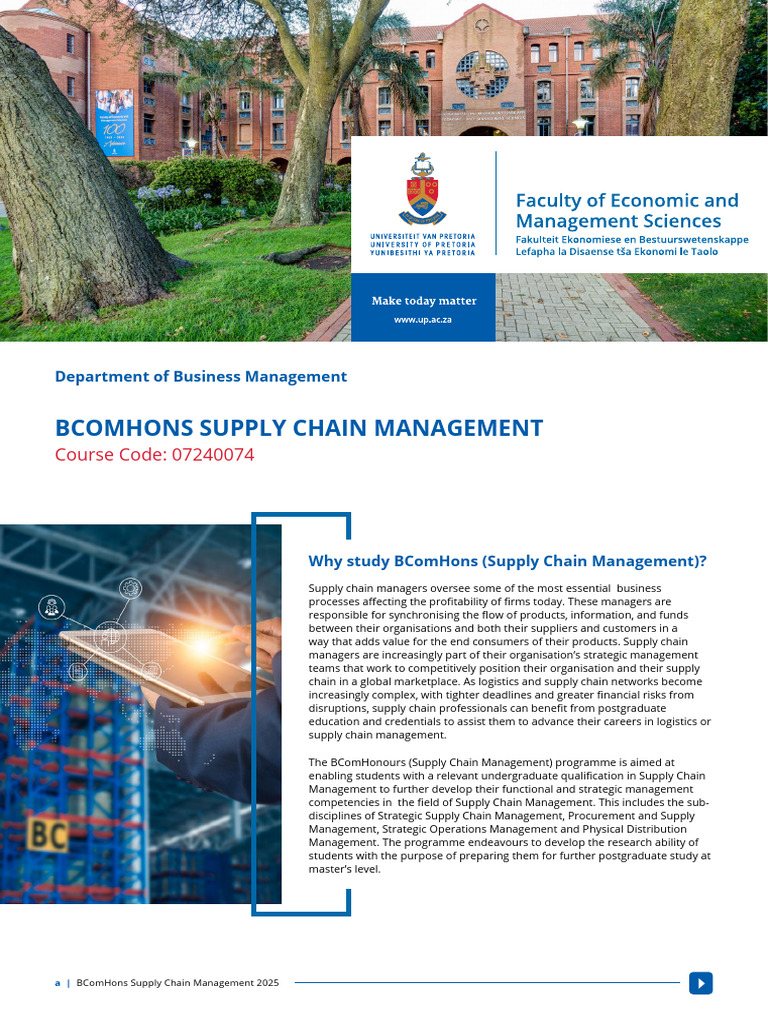 BComHons in Supply Chain Management 2025 | PDF | University And College ...