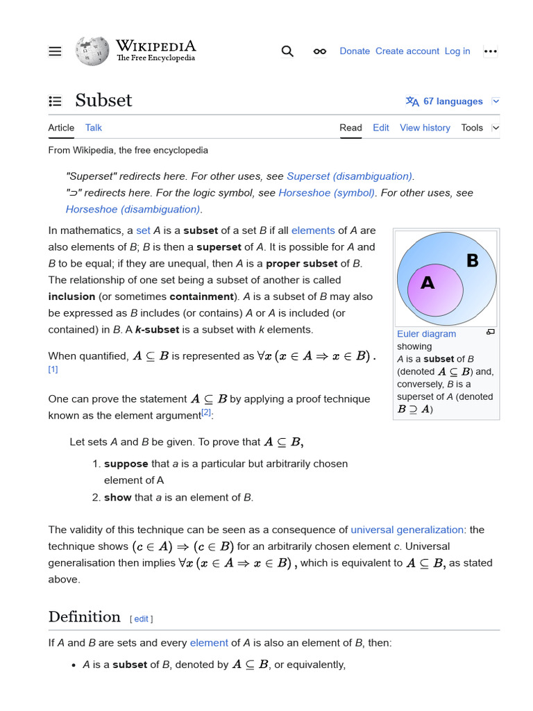 En Wikipedia Org Wiki Subset | PDF | Set (Mathematics) | Subset