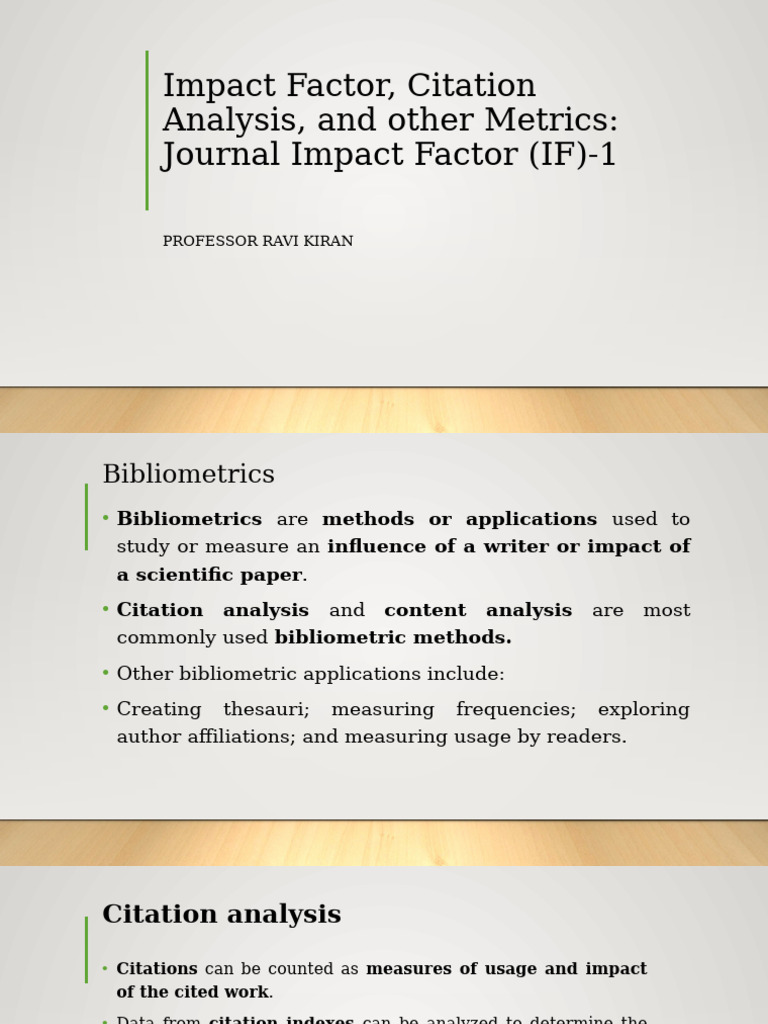 Impact Factor and Other Indices 1 | PDF | Citation | Indexes