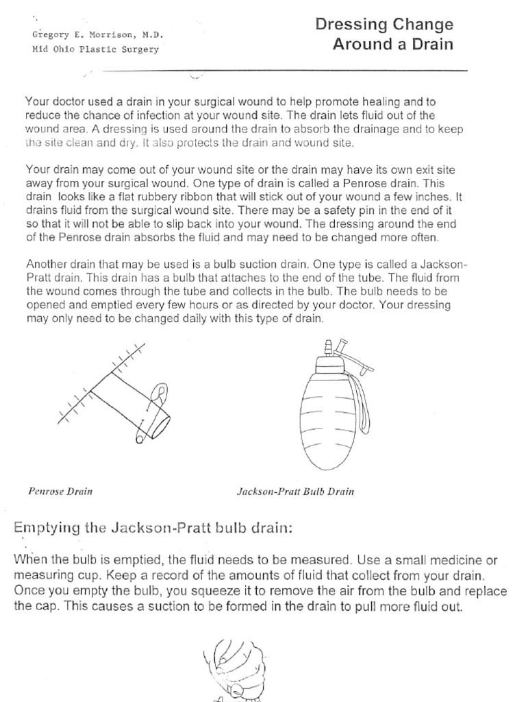 Surgical Drain Care Instructions | PDF | Wound | Surgery