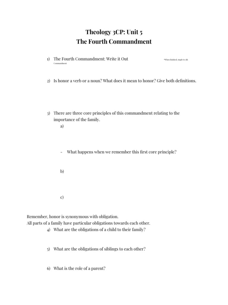 4th Commandment Guided Notes | PDF