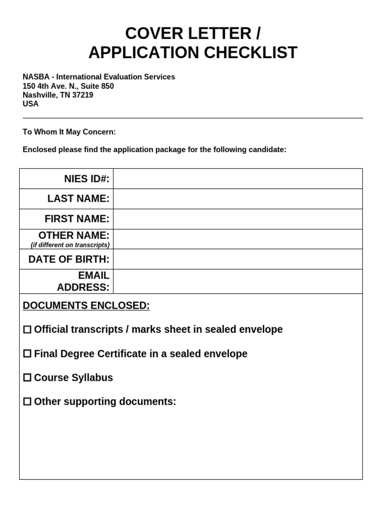 NASBA Application Checklist Guide | PDF