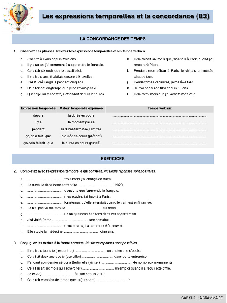 Expressions temporelles en grammaire française | PDF