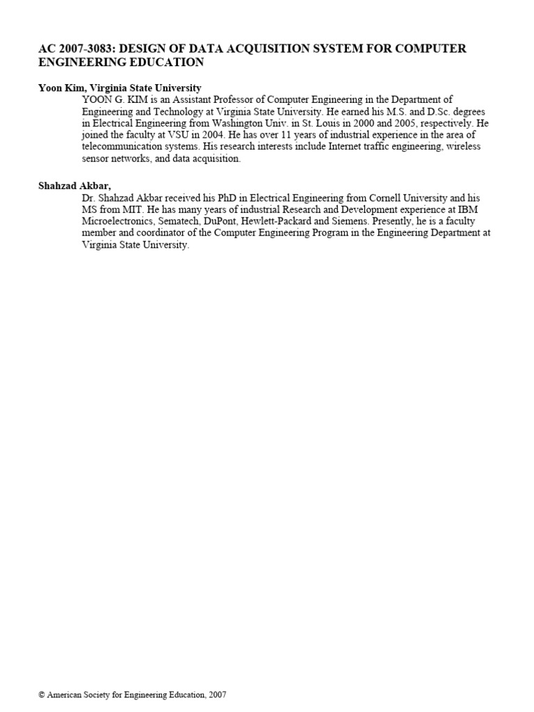 Data Acquisition System for Engineering Education | PDF ...