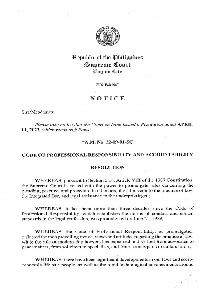 Code of Professional Responsibility and Accountability | PDF