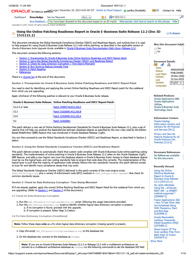Oracle EBS 12.2 Online Patching Guide | PDF | Database Index | Databases