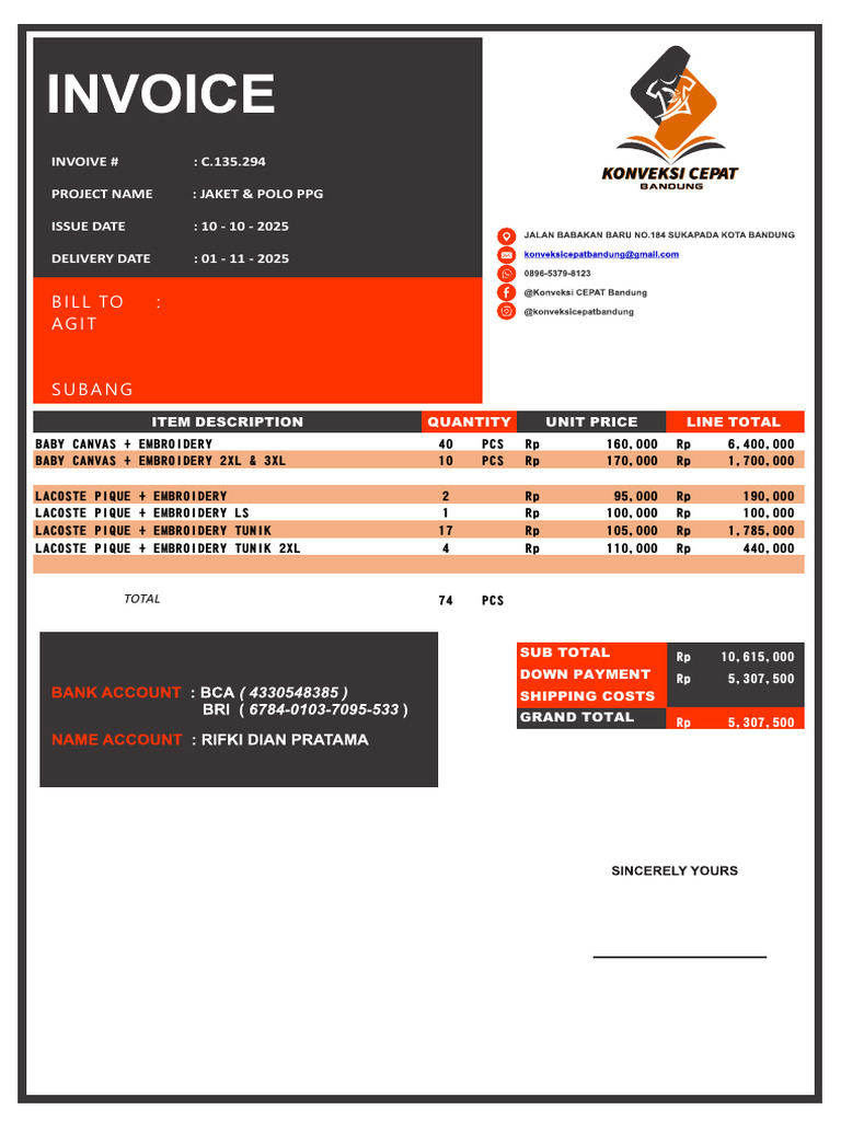 Invoice Jaket PPG | PDF