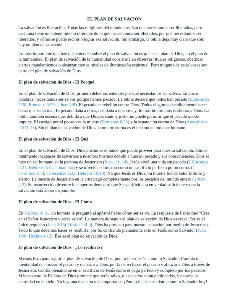 El Plan de Salvación | PDF | Salvación | Pecado