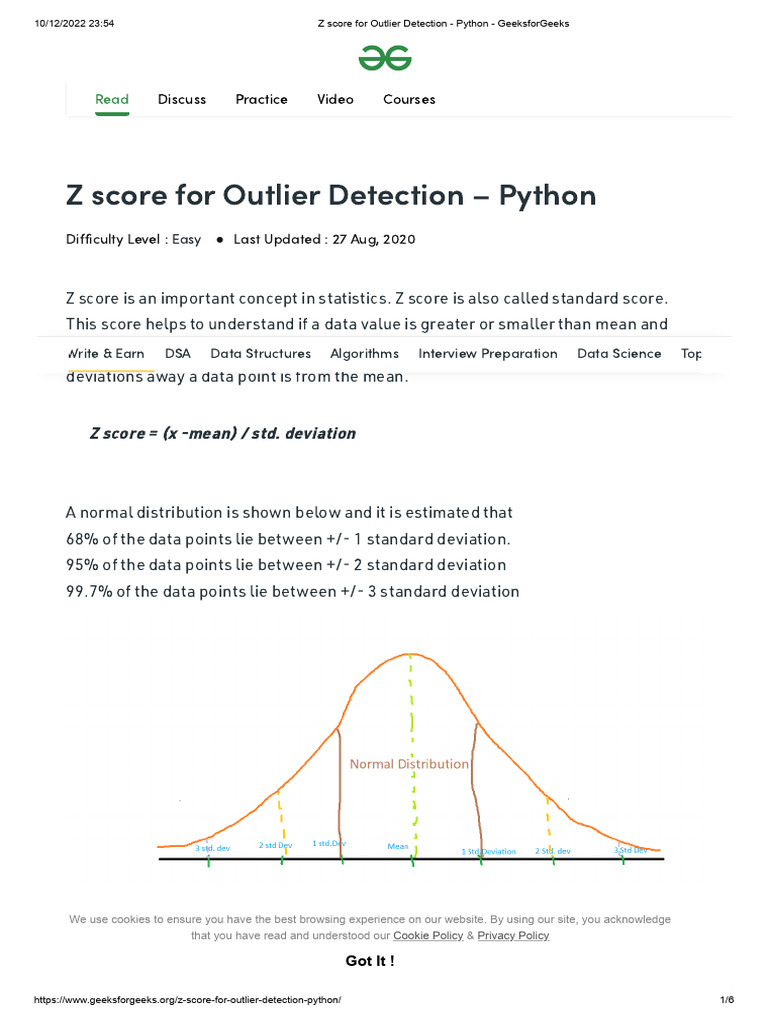 Z-Score for Outlier Detection in Python | PDF