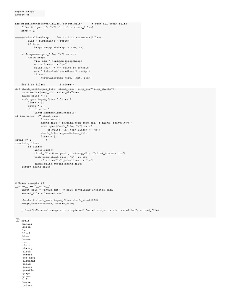 External Merge Sort in Python | PDF