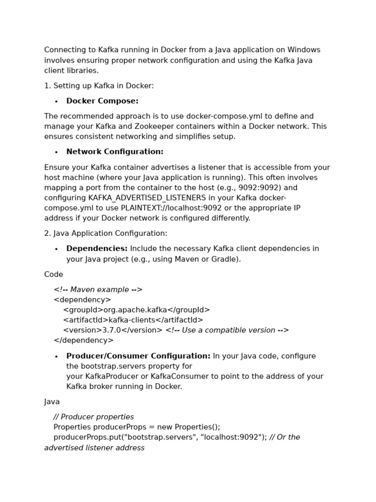 Connect Java App to Kafka in Docker | PDF | Java (Programming Language ...